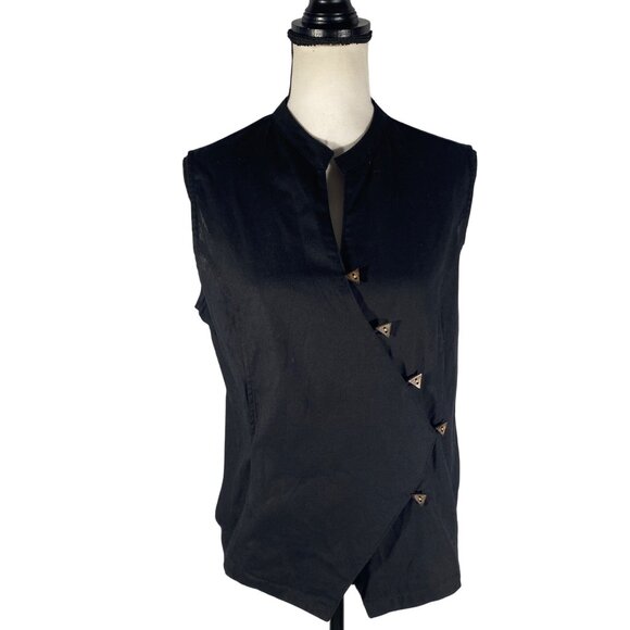 Losbanditos Black Sleeveless Vest top With Asymmetrical Button Closure neutral - Picture 1 of 9